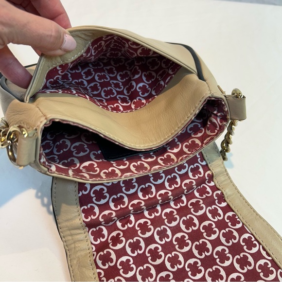 Emma Fox Chocolate Brown, Black & Tan Leather Small Crossbody Bag Gold Chain - Picture 8 of 16